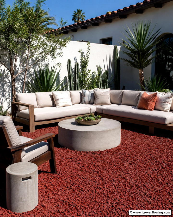 Water Feature Enhancements - 25 Red Lava Rock Landscaping Ideas for a Unique Yard