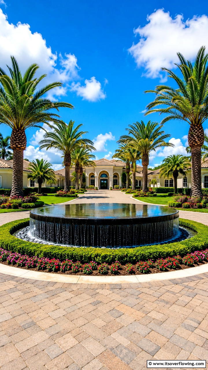 Water Feature Entrance - 30 Driveway Entrance Ideas for Impressive Arrivals