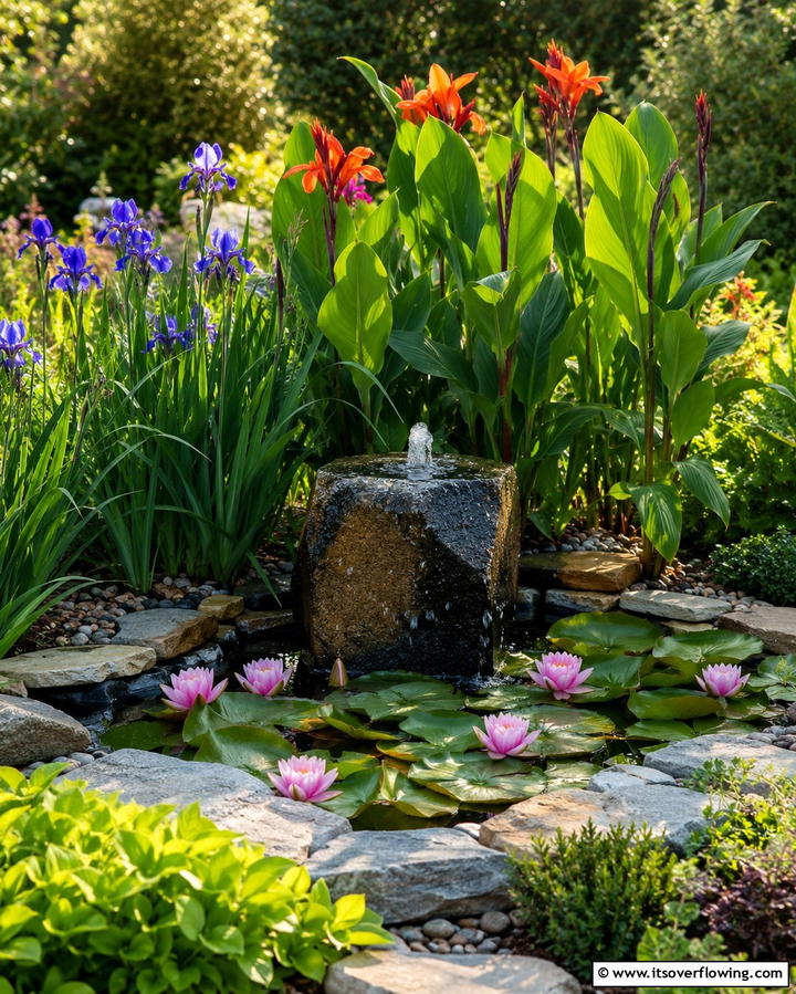 Water Feature Integrated Bed - 25 Front Yard Texas Flower Bed Ideas for a Stunning Look