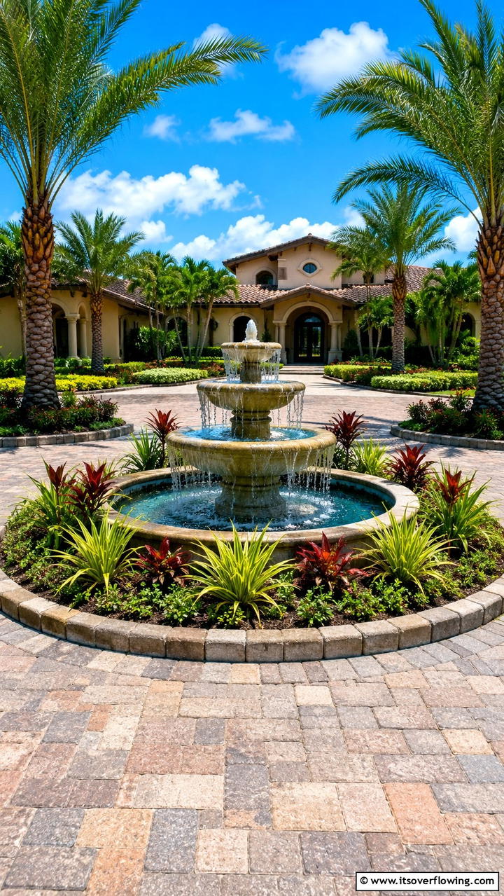 Water Feature Integration - 30 Driveway Landscape Ideas to Boost Curb Appeal