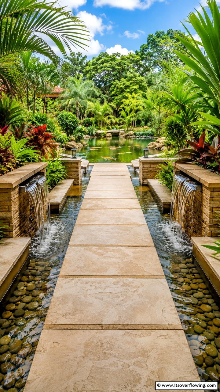 Water Feature Pathway - 21 Inviting Walkway Ideas to Enhance Your Outdoor Space