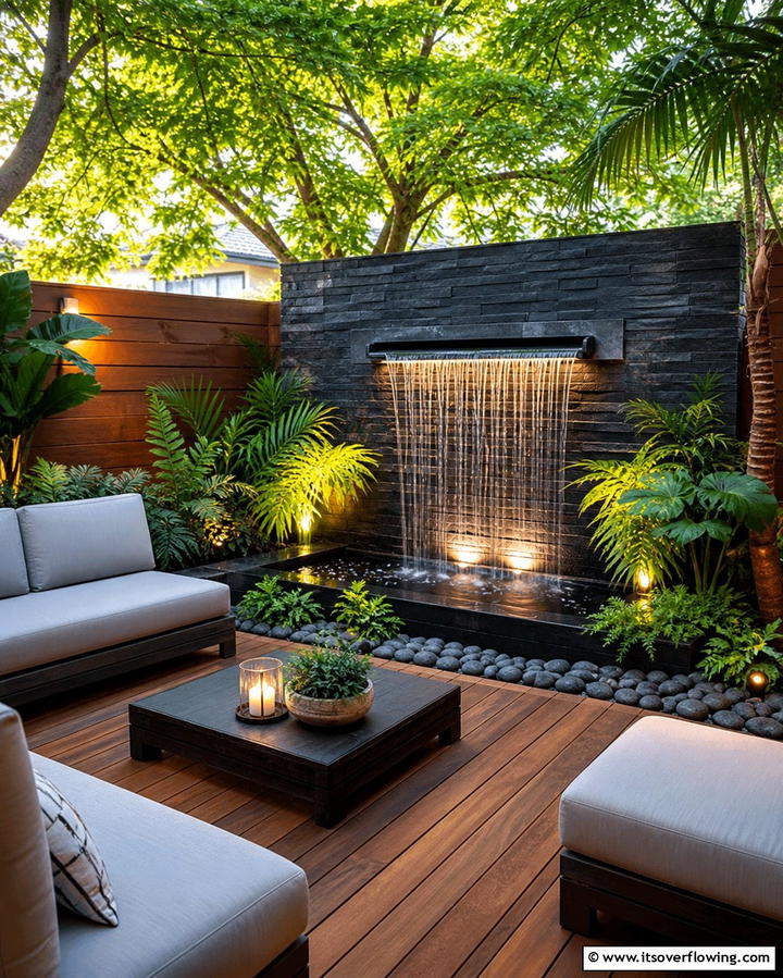 Water Feature Serenity - 21 Small Patio Design Ideas to Create an Outdoor Oasis