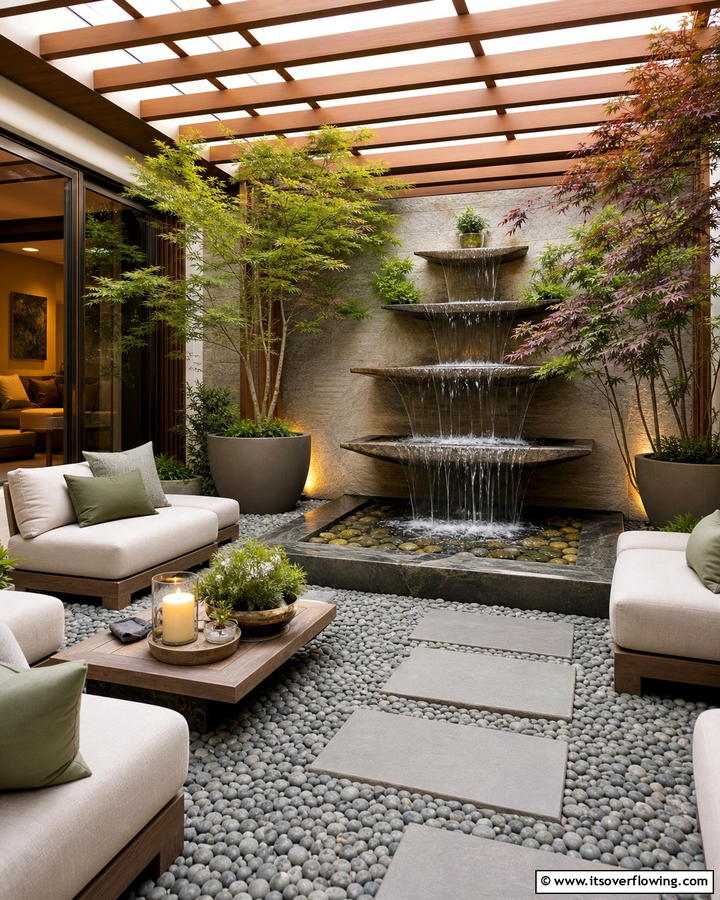 Water Feature for Relaxation - 25 California Room Design Ideas for Indoor-Outdoor Living