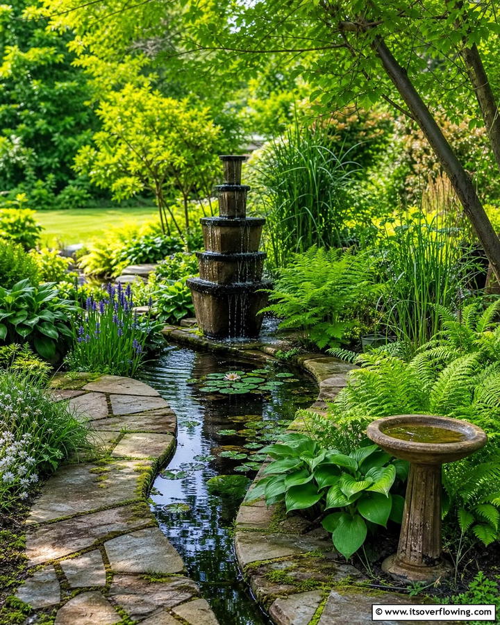 Water Features for Tranquility - 20 Narrow Garden Ideas to Maximize Small Outdoor Spaces