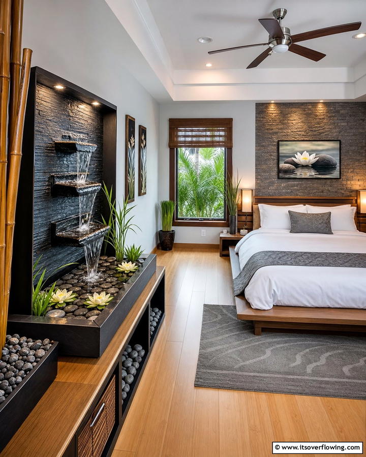 Water Features for a Soothing Ambiance - 25 Zen Bedroom Ideas for a Calm and Serene Space