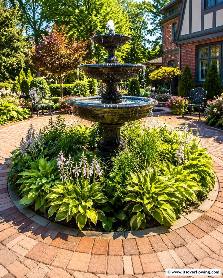 Water Fountain Installation - 25 Front Yard Patio Ideas to Enhance Your Outdoor Space