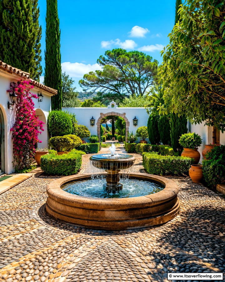Water Fountains for Tranquility - 25 Spanish Style Patio Ideas for Outdoor Living