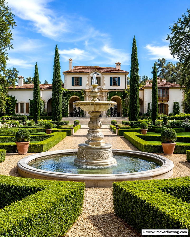 Water Fountains or Features - 30 Mediterranean House Exterior Ideas for Coastal Charm