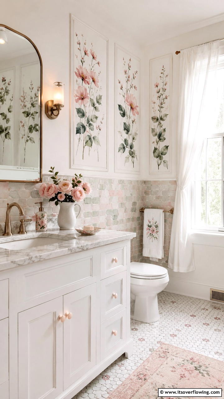 Watercolor Accents - 30 Cottage Bathroom Ideas for a Charming Relaxing Retreat