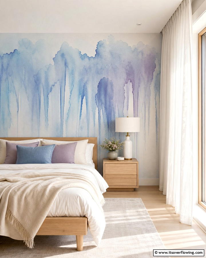 Watercolor Effects - 21 Creative Bedroom Wall Painting Ideas for Stylish Rooms
