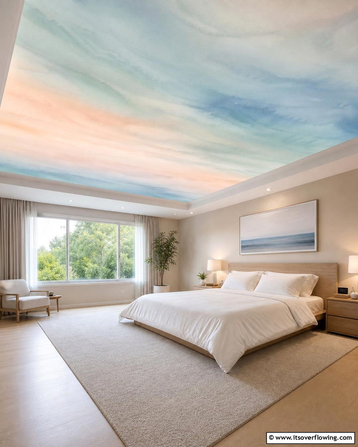 Watercolor Horizon - 30 Artistic Ceiling Murals to Inspire Unique Interior Designs