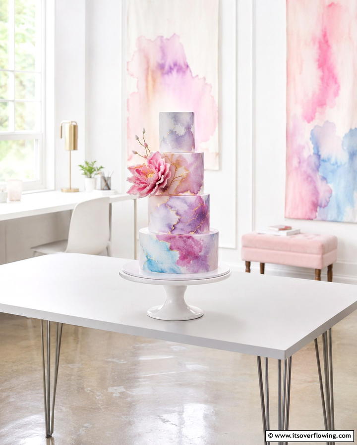 Watercolor Inspired Cake - 25 Small Wedding Cake Ideas for Intimate Weddings
