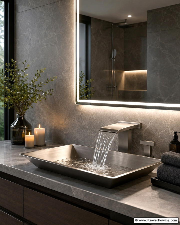 Waterfall Faucet for a Unique Touch - 25 Tropical Bathroom Ideas for a Spa-like Retreat