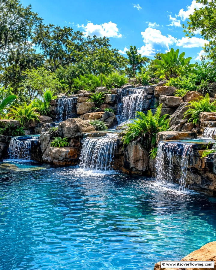 Waterfall Focused Lagoon Pool - 25 Lagoon Pool Design Ideas for a Tropical Backyard Retreat