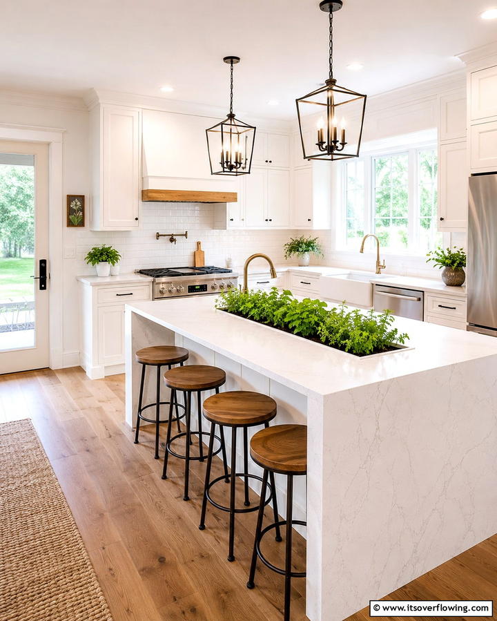 Waterfall Island with Built In Herb Garden - 20 Stunning Waterfall Kitchen Island Ideas for a Modern Look