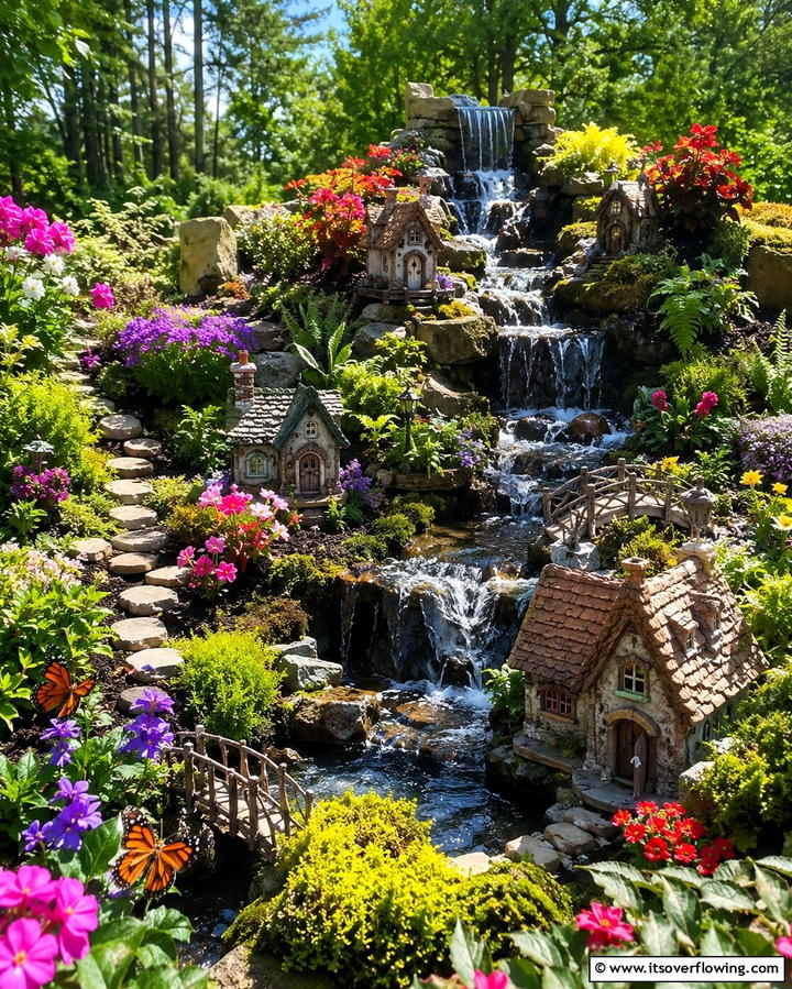 Waterfall Wonderland - 20 Large Fairy Garden Ideas for a Magical Outdoor Space