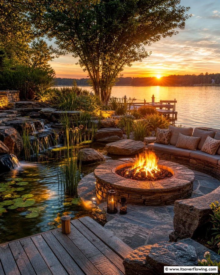 Waterfront Warmth - 21 Fire Pit Ideas for Outdoor Gatherings and Cozy Nights