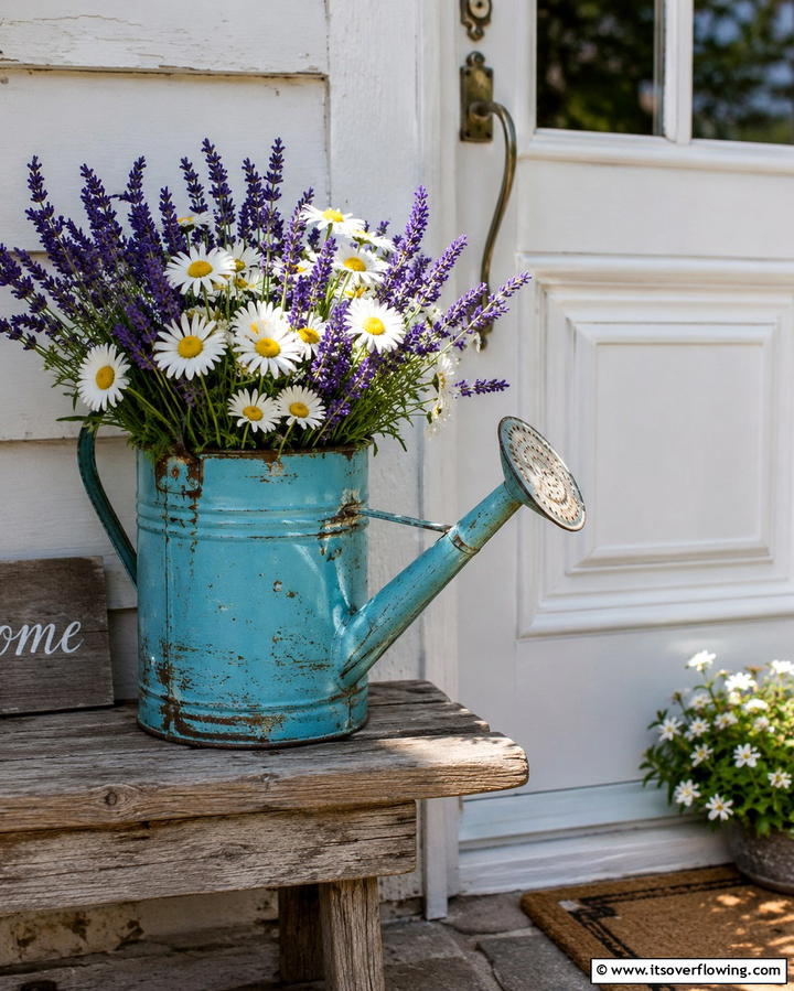 Watering Can Displays - 25 Summer Front Door Decor Ideas to Welcome the Season