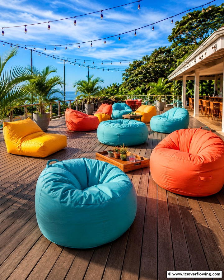Waterproof Bean Bags - 25 Stylish Deck Seating Ideas for Outdoor Entertaining