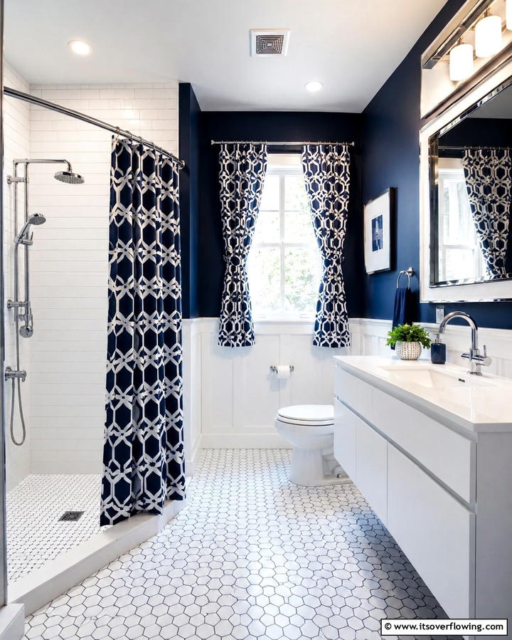 Waterproof Curtains for Practicality - 25 Beautiful Bathroom Window Treatment Ideas for Privacy
