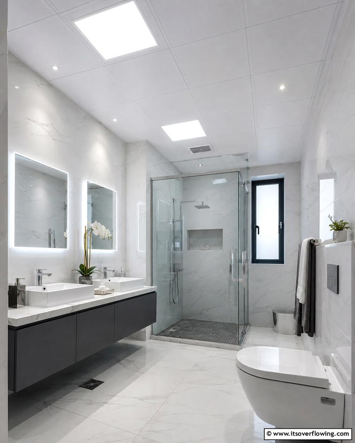Waterproof LED Panels for Durability - 25 Bathroom Ceiling Lighting Ideas to Brighten Your Space