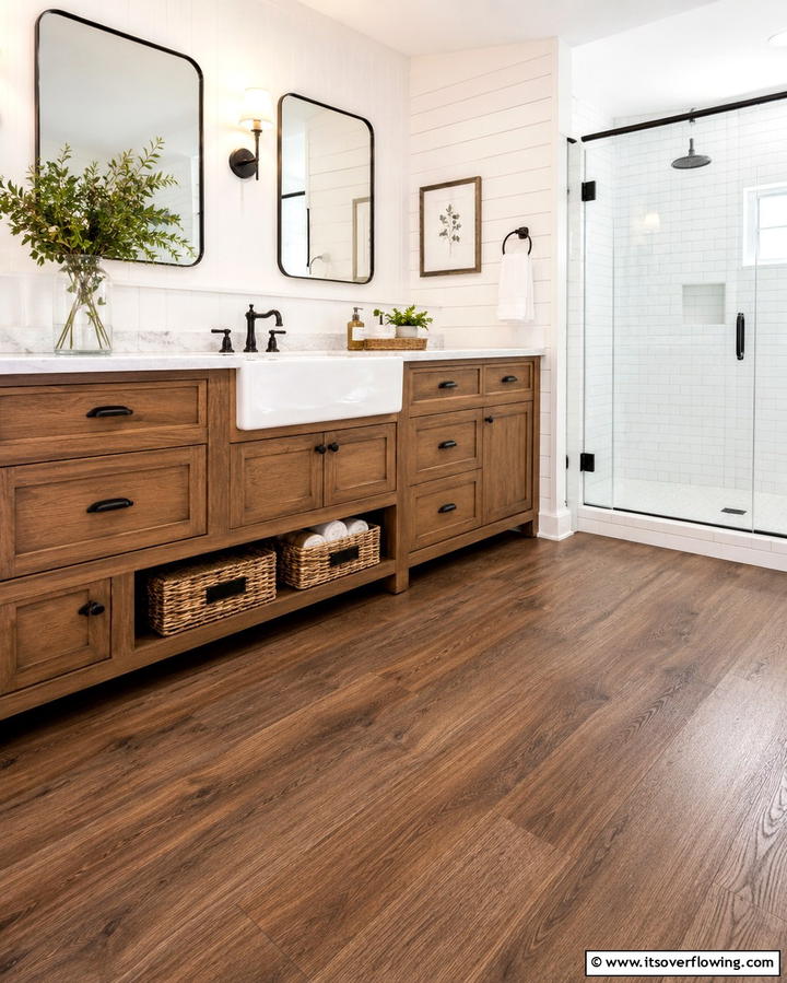 Waterproof Vinyl Planks - 25 Bathroom Flooring Ideas for Style and Durability