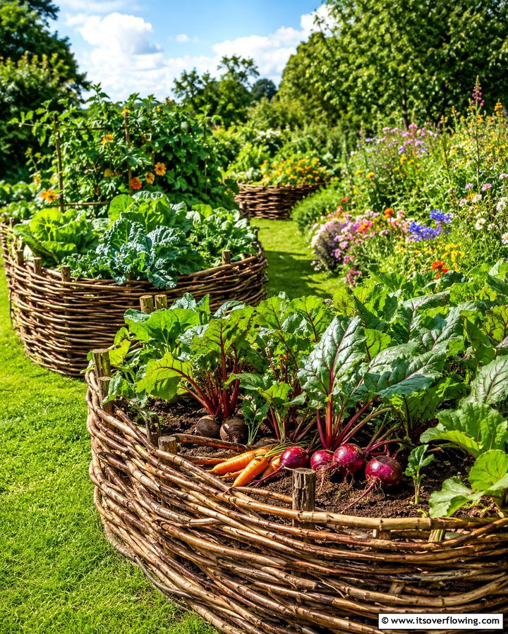 Wattle Raised Beds for an Eco Friendly Look - 25 Raised Garden Bed Ideas for a Thriving Vegetable Garden