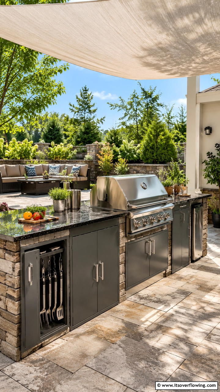Weather resistant Storage Cabinets - 30 BBQ Island Ideas for Ultimate Outdoor Entertaining