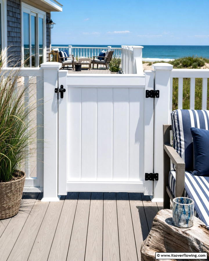 WeatherResistant Vinyl Design - 30 Deck Gate Ideas for Safety and Outdoor Style
