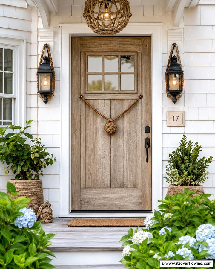 Weathered Driftwood Effect - 25 Stained Front Door Ideas for Curb Appeal