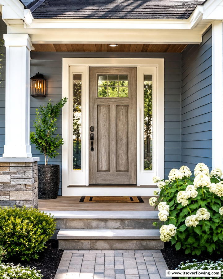 Weathered Gray Elegance - 25 Stained Front Door Ideas for Curb Appeal