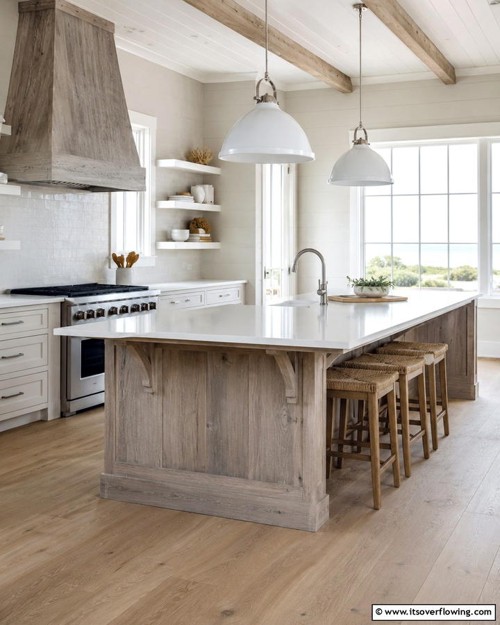 Weathered Gray Finish - 25 Rustic Kitchen Island Ideas for a Cozy Cooking Space