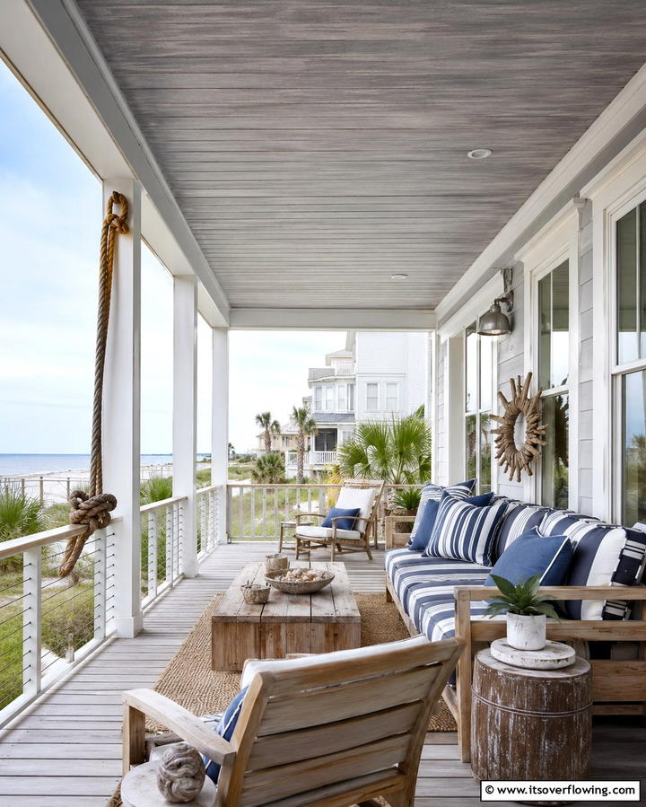Weathered Gray Vinyl for a Coastal Feel - 20 Vinyl Porch Ceiling Ideas for a Stunning Outdoor Look