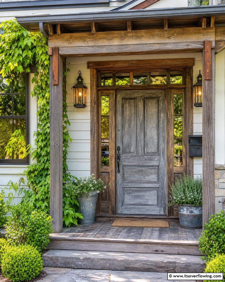 Weathered Gray with Rustic Elements - 20 Dark Gray Front Door Ideas for a Modern Entryway