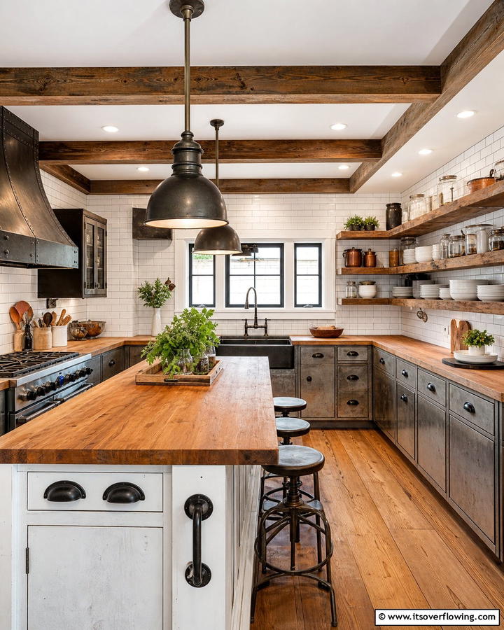 Weathered Metal Fixtures - 21 Rustic Kitchen Concepts for Warm Farmhouse-Inspired Designs