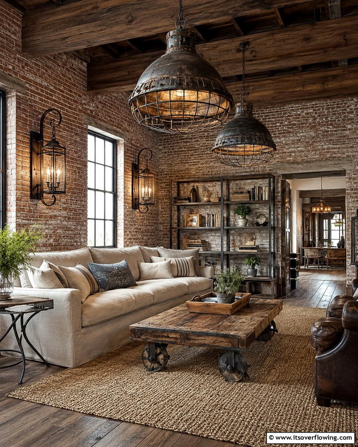 Weathered Metal Light Fixtures - 30 Small Rustic Living Room Ideas for Cozy Charm