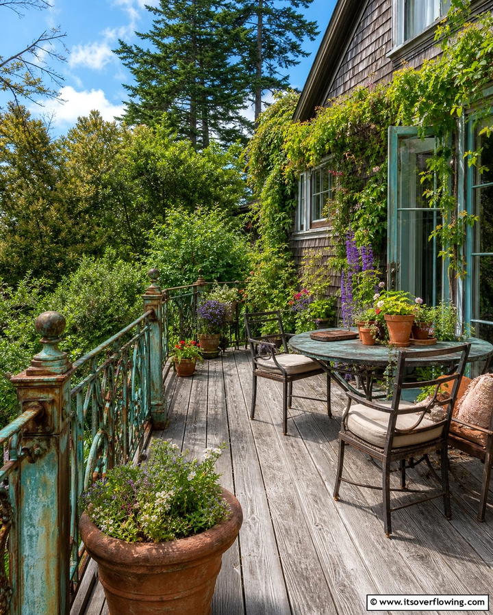 Weathered Patina Finishes - 30 Modern Metal Deck Railing Ideas for Stylish Outdoor Spaces