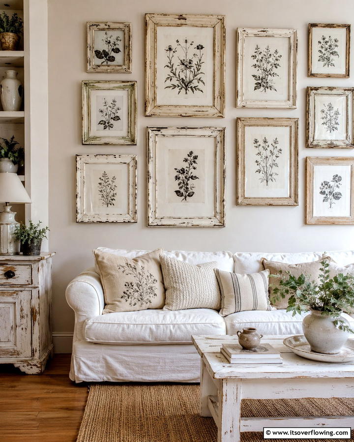 Weathered Picture Frames - 25 Shabby-Chic Style Living Room Ideas for a Vintage Look