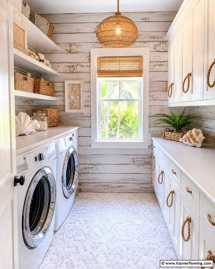 Weathered Shiplap for a Coastal Vibe - 20 Shiplap Laundry Room Ideas for a Rustic and Charming Space