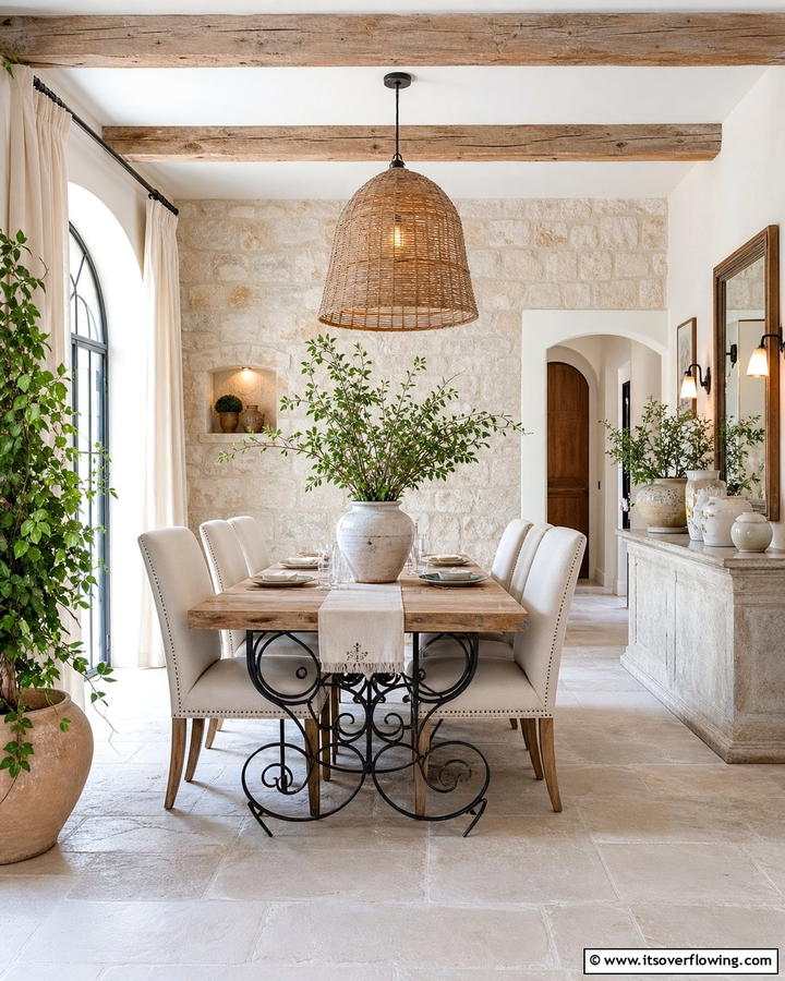 Weathered Stone Elements - 21 French Country Dining Room Ideas for Elegance