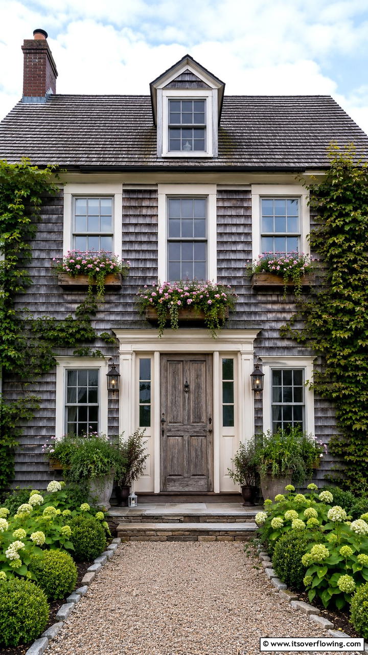Weathered Wood Charm - 30 Colonial Front Door Ideas to Enhance Your Home’s Charm