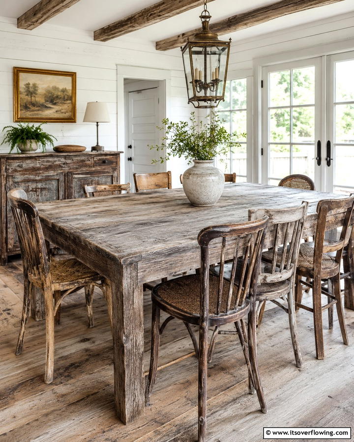 Weathered Wood Furniture - 25 French Country Kitchen Ideas for a Charming Look