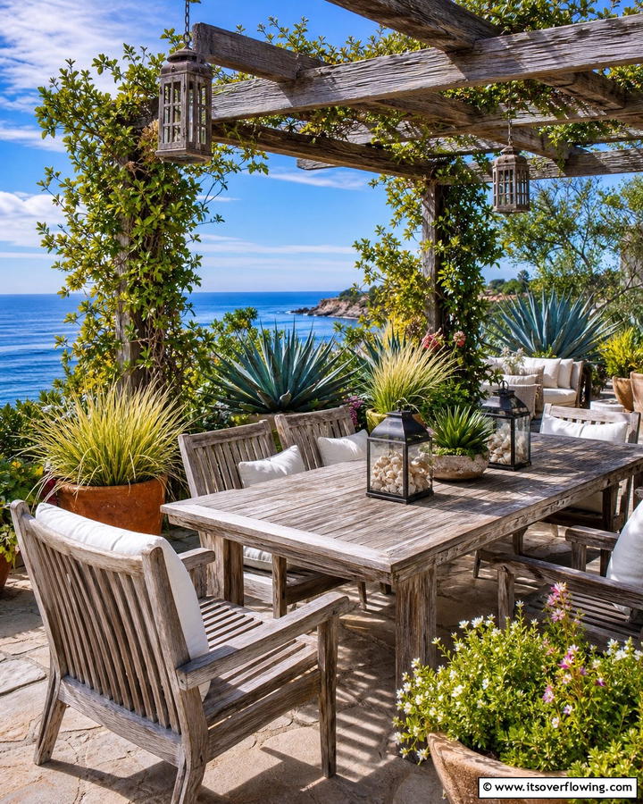 Weathered Wood Furniture - 20 Coastal Garden Ideas to Bring the Beach Home