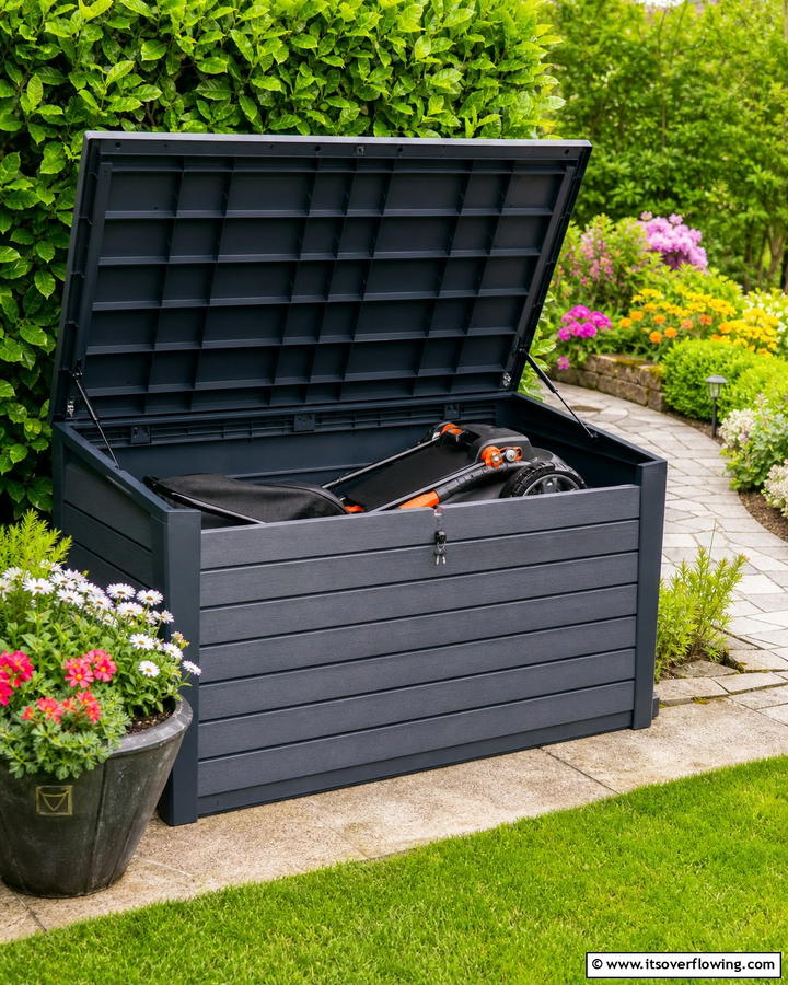 Weatherproof Storage Boxes - 20 Smart Lawn Mower Storage Ideas for Your Garden