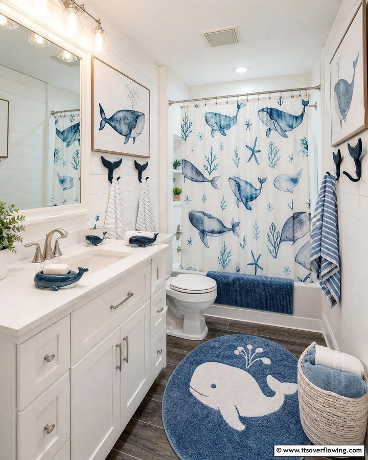 Whale Motifs - 20 Nautical Bathroom Ideas for a Coastal Vibe