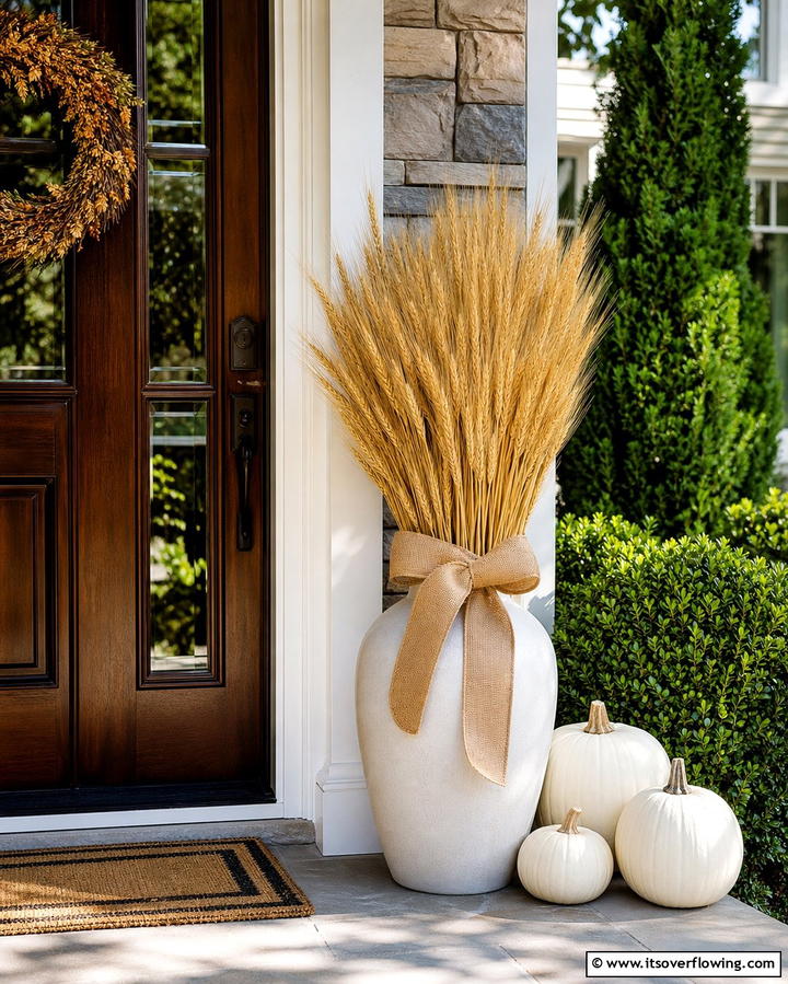 Wheat Sheaf Display - 25 Front Door Fall Decor Ideas for a Welcoming Entrance