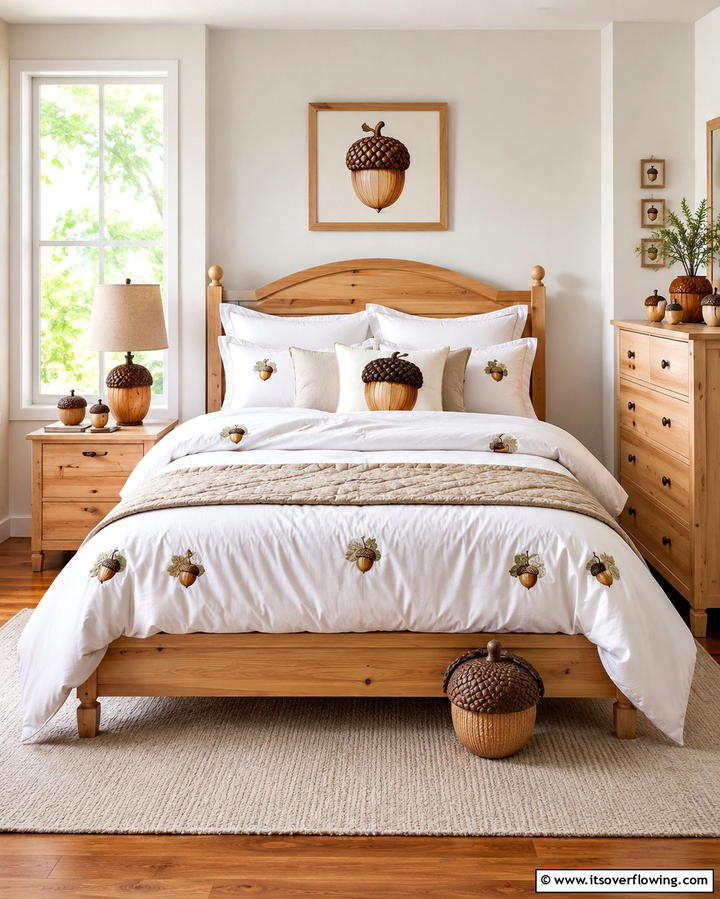 Whimsical Acorn Decor - 30 Cozy Fall Bedroom Decor Tips for Autumnal Warmth & Style
