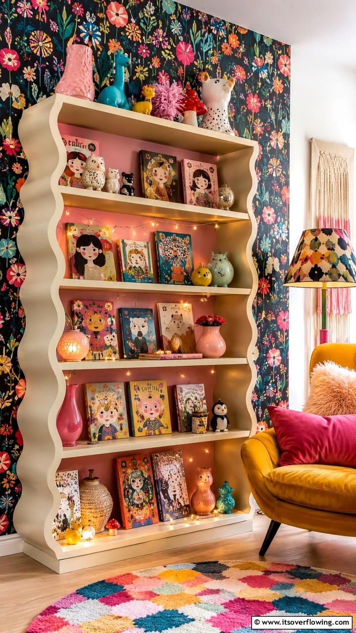 Whimsical Arrangement Flair - 30 Creative Bookshelf Decor Ideas for Organized Living Spaces