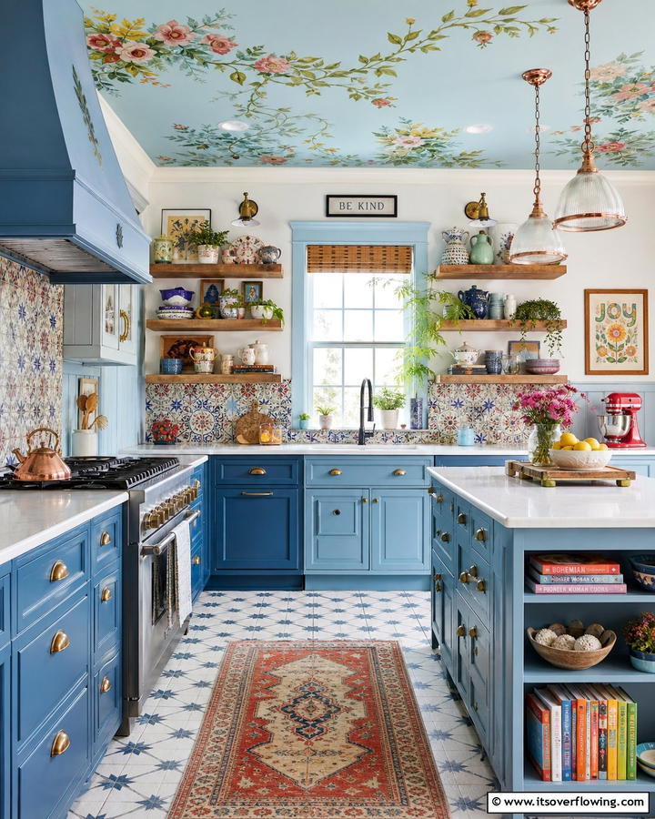 Whimsical Blue Farmhouse - 21 Blue Farmhouse Kitchen Cabinet Ideas for Rustic Charm