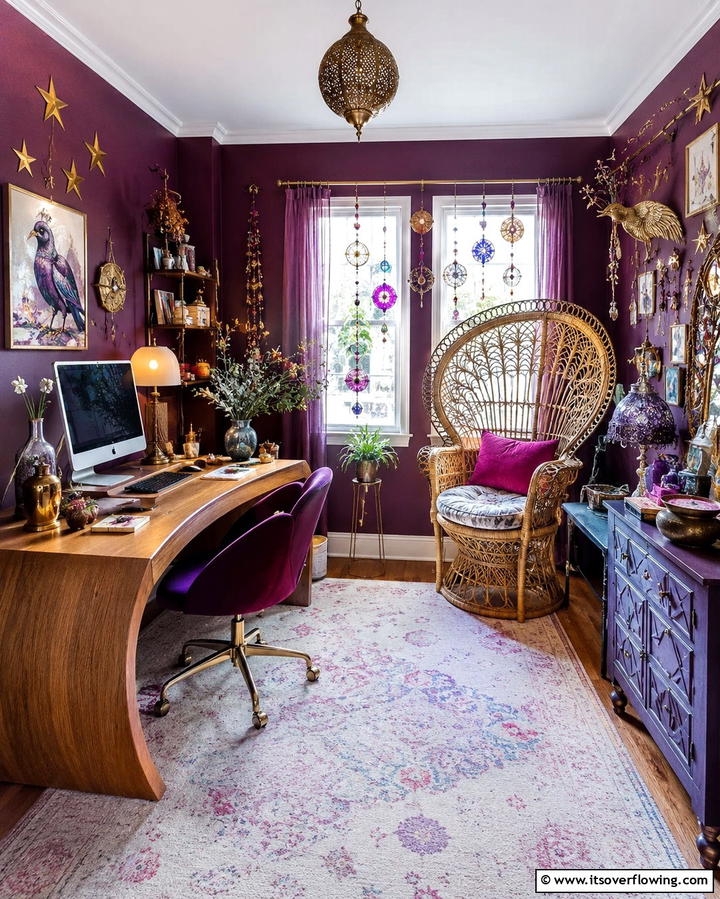 Whimsical Bohemian Creative Den - 30 Bohemian Home Office Ideas for Eclectic Workspace Vibes